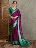 Wine Semi Modal Saree With Blouse Piece - EZBER