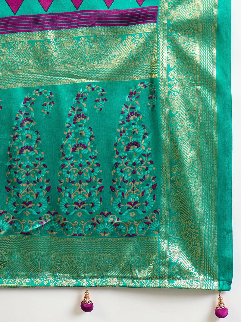 Wine Semi Modal Saree With Blouse Piece - EZBER