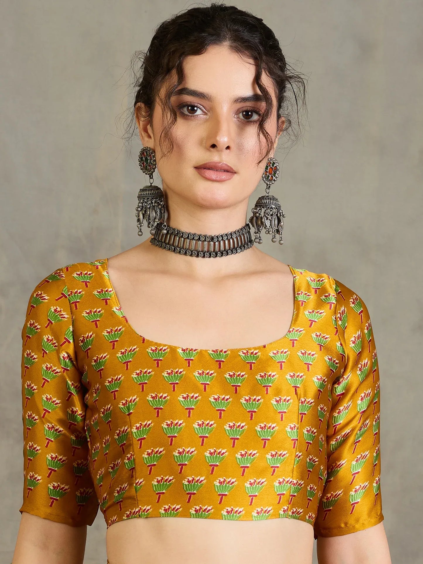 Yellow Semi Modal Saree With Blouse Piece - EZBER