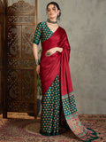 Green Semi Modal Saree With Blouse Piece - EZBER