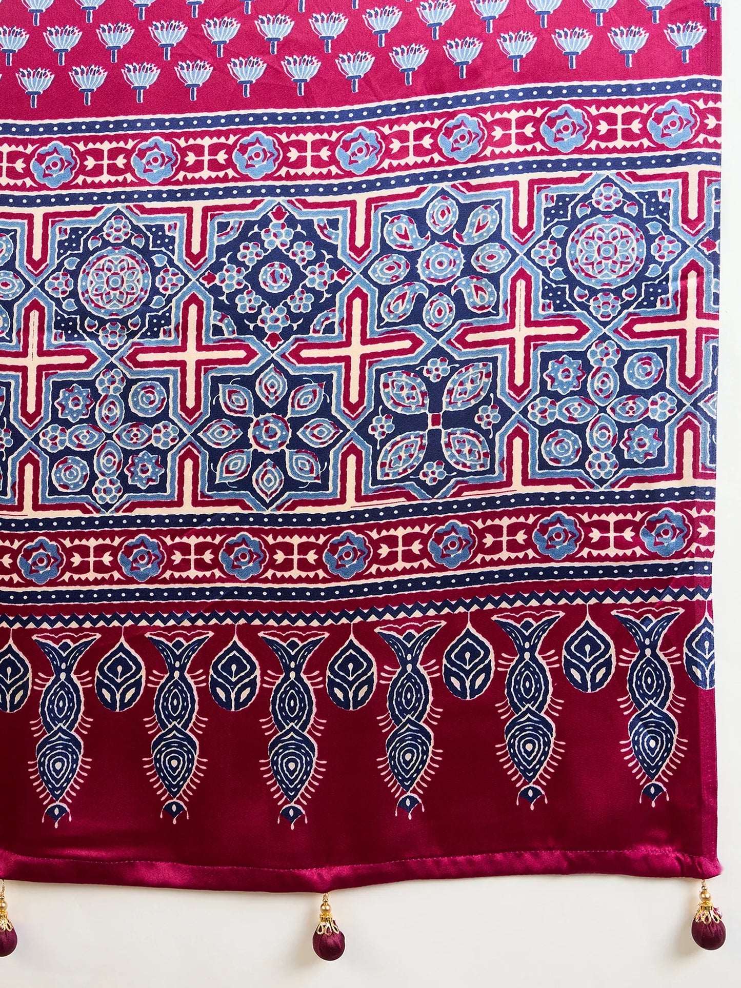 Wine Semi Modal Saree With Blouse Piece - EZBER