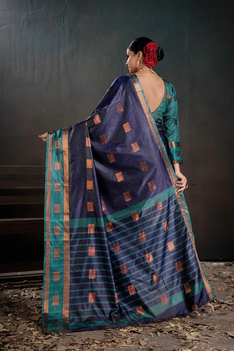 Soft Silk Chitt Pallue With Contrast Blouse Weaving Saree - EZBER