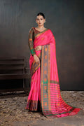 Soft Silk Chitt Pallue With Contrast Blouse Weaving Saree - EZBER
