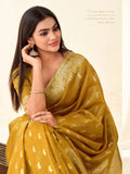 Soft Tissue Linen With Big Jaquard Pallu Handloom Silk Saree - EZBER