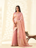 Soft Tissue Linen With Big Jaquard Pallu Handloom Silk Saree - EZBER