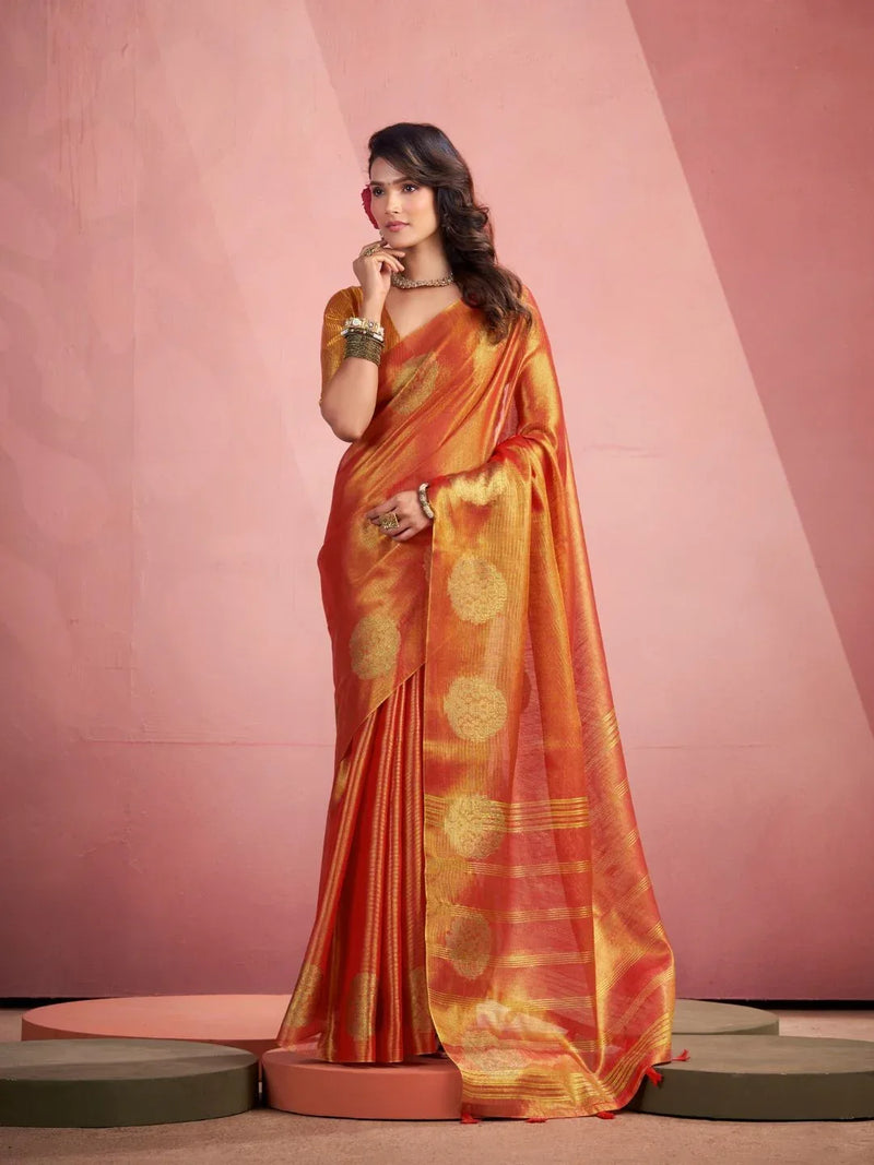 TISSUE FANCY WEAVING SAREE - EZBER