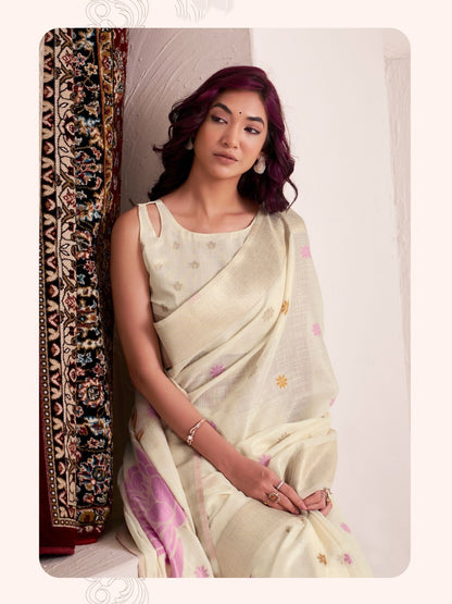 Soft Linen With Big Jaquard Pallu Handloom Saree