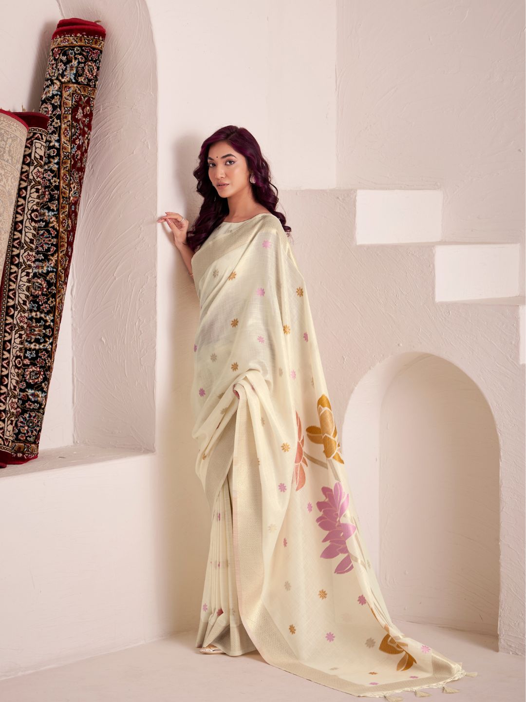 Soft Linen With Big Jaquard Pallu Handloom Saree