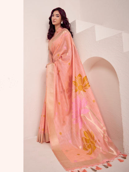 Soft Linen With Big Jaquard Pallu Handloom Saree