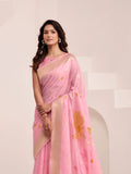 Soft Linen With Big Jaquard Pallu Handloom Saree - EZBER