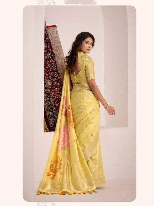 Soft Linen With Big Jaquard Pallu Handloom Saree