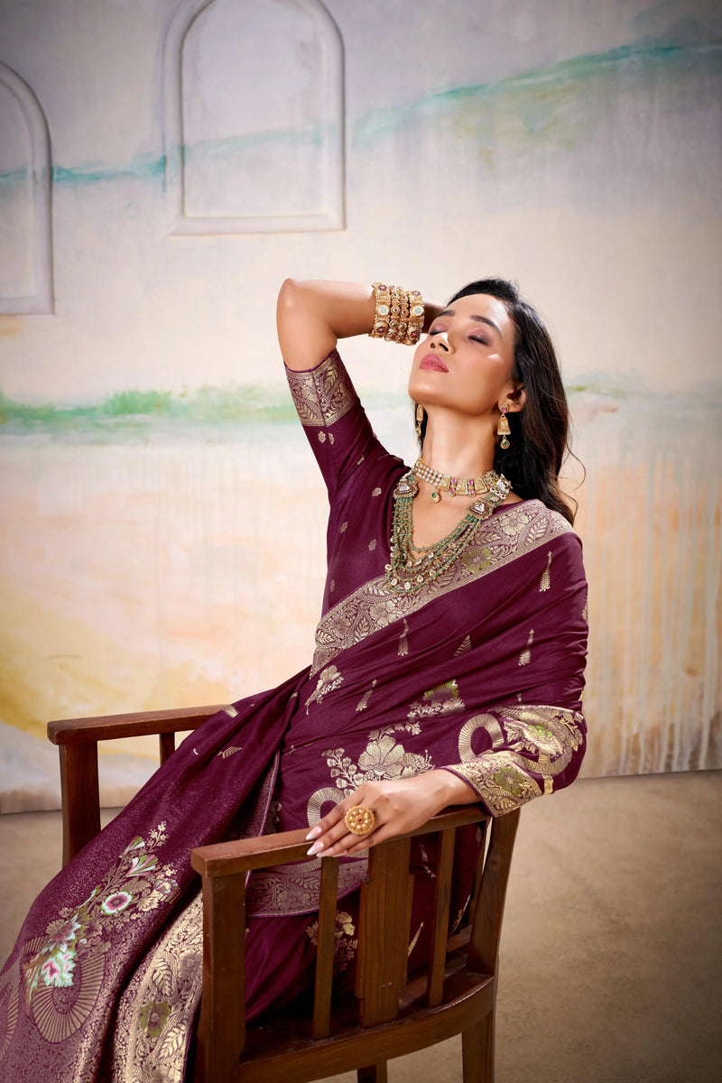 Fancy Dolla Silk Woven Design Work Handloom Silk Saree With Blouse Piece - EZBER