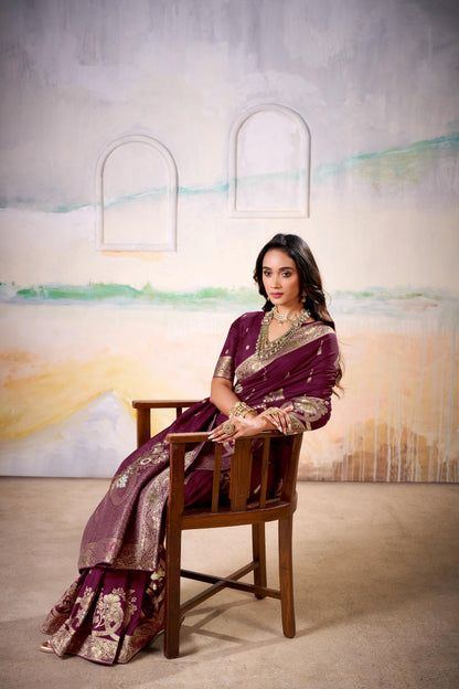 Fancy Dolla Silk Woven Design Work Handloom Silk Saree With Blouse Piece