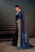 Soft Silk Chitt Pallue With Contrast Blouse Weaving Saree - EZBER