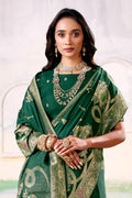 Green Dola Silk Saree with Blouse Piece