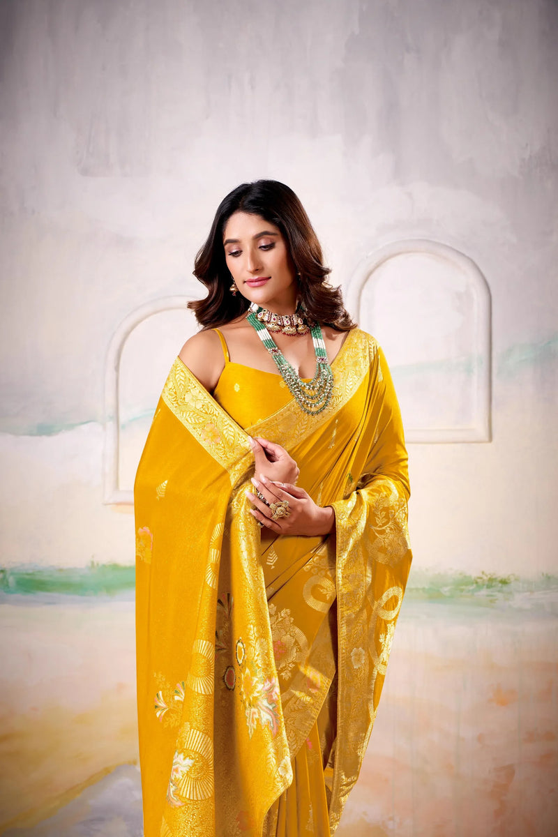 Fancy Dolla Silk Woven Design Work Handloom Silk Saree With Blouse Piece - EZBER