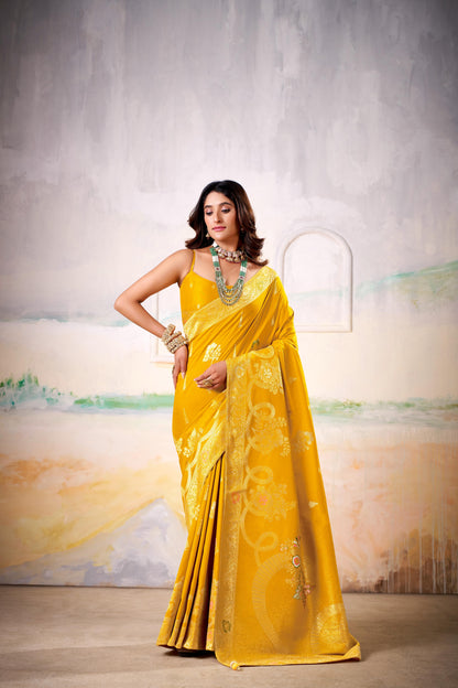 Fancy Dolla Silk Woven Design Work Handloom Silk Saree With Blouse Piece