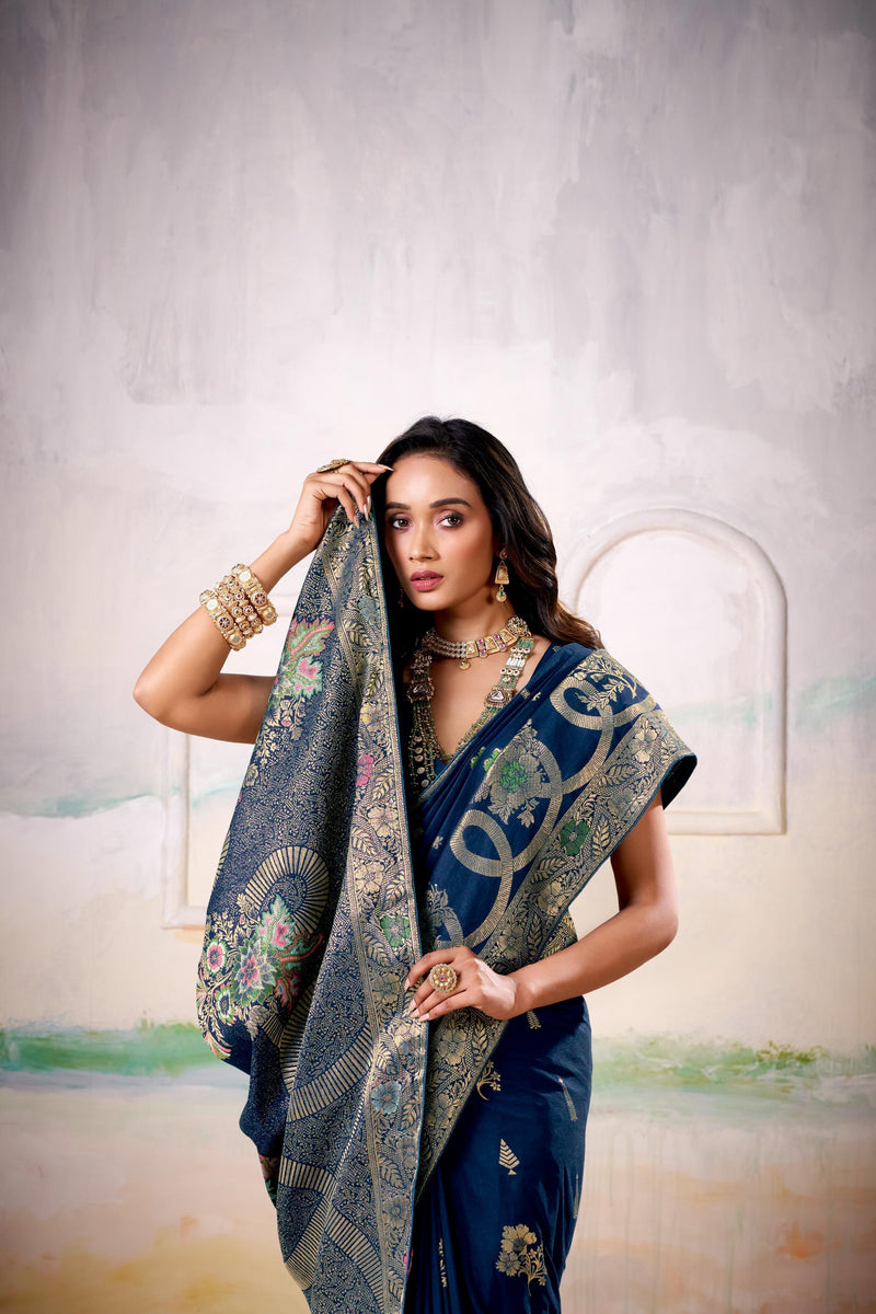 Fancy Dolla Silk Woven Design Work Handloom Silk Saree With Blouse Piece - EZBER