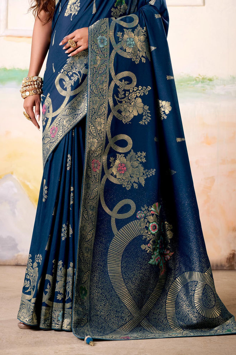 Fancy Dolla Silk Woven Design Work Handloom Silk Saree With Blouse Piece - EZBER