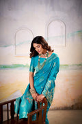 Fancy Dolla Silk Woven Design Work Handloom Silk Saree With Blouse Piece - EZBER