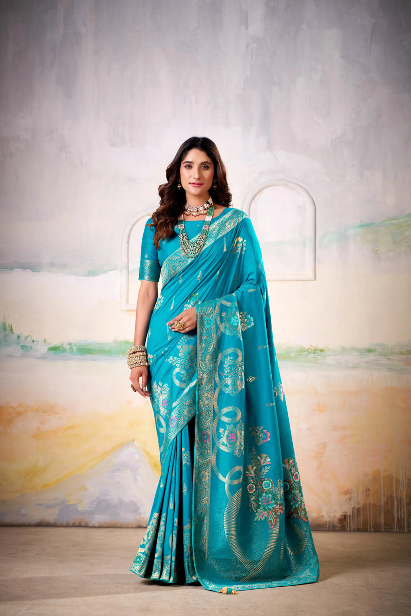 Fancy Dolla Silk Woven Design Work Handloom Silk Saree With Blouse Piece - EZBER
