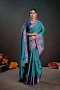 Soft Silk Chitt Pallue With Contrast Blouse Weaving Saree - EZBER