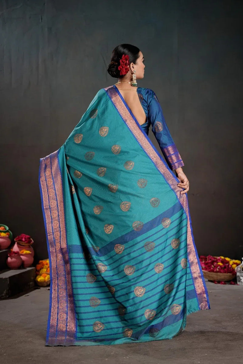 Soft Silk Chitt Pallue With Contrast Blouse Weaving Saree - EZBER