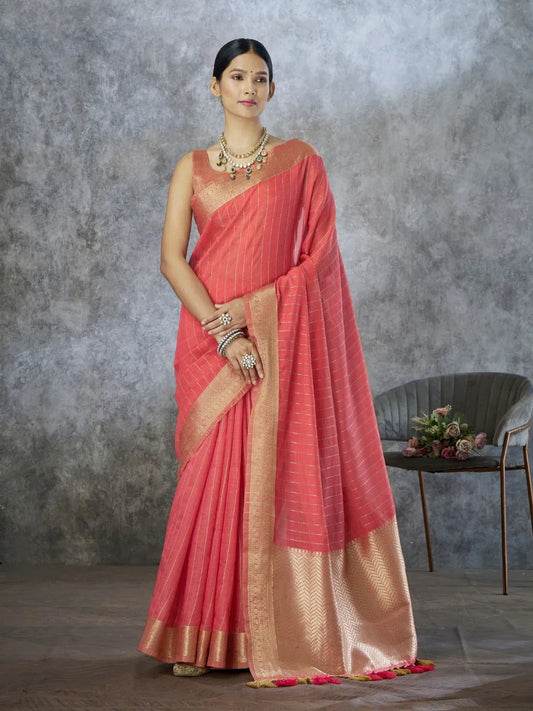 Tissue Silk with Zari Border - EZBER