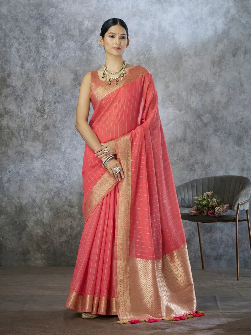 Tissue Silk with Zari Border - EZBER