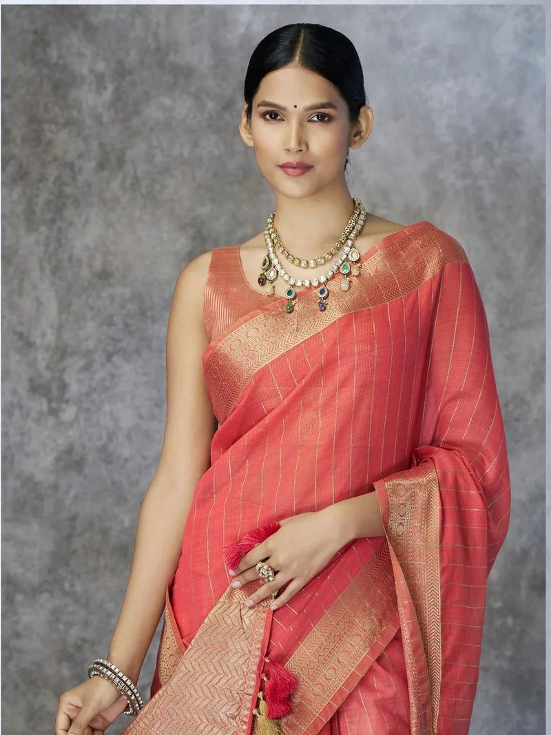 Tissue Silk with Zari Border - EZBER