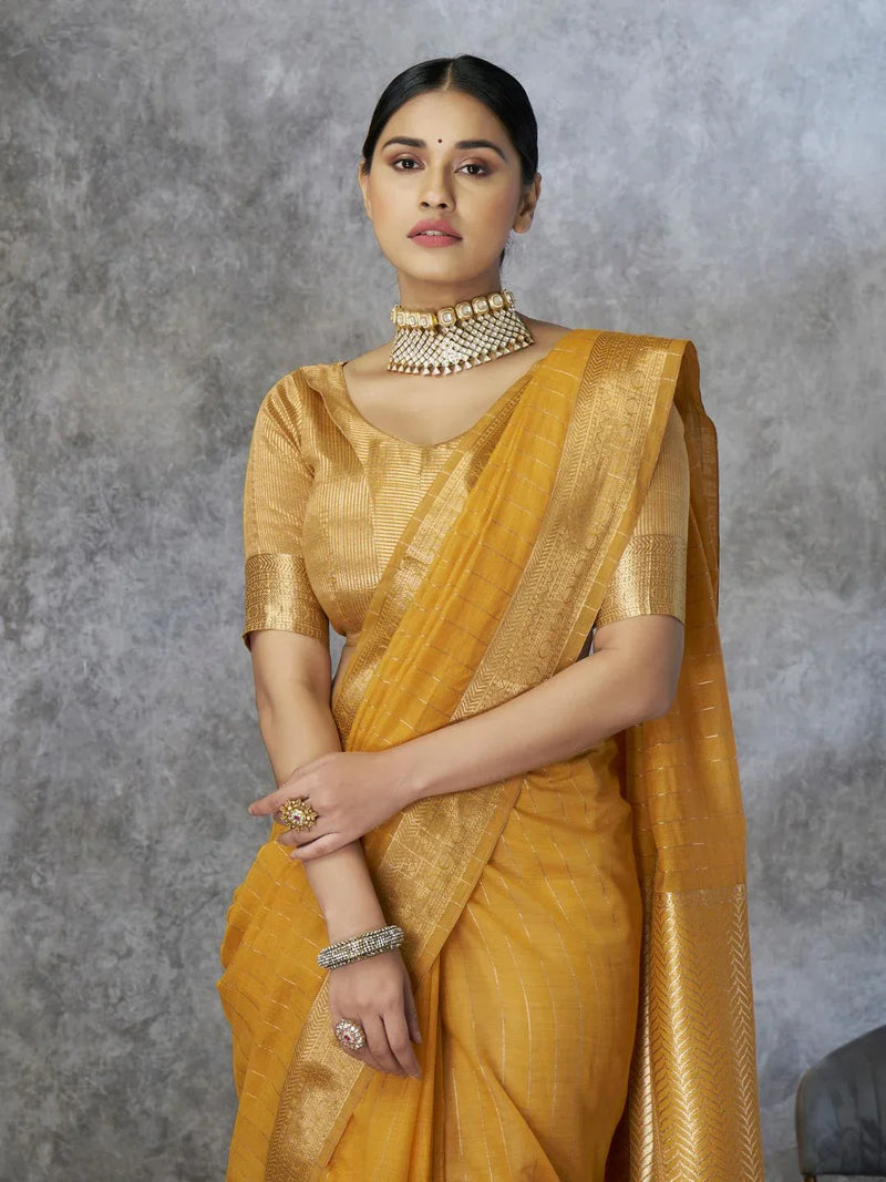 Tissue Silk with Zari Border - EZBER