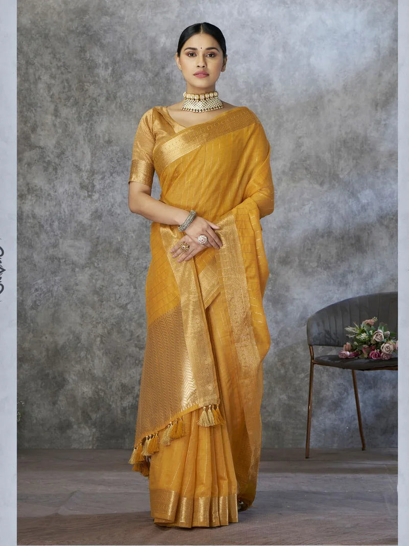 Tissue Silk with Zari Border - EZBER