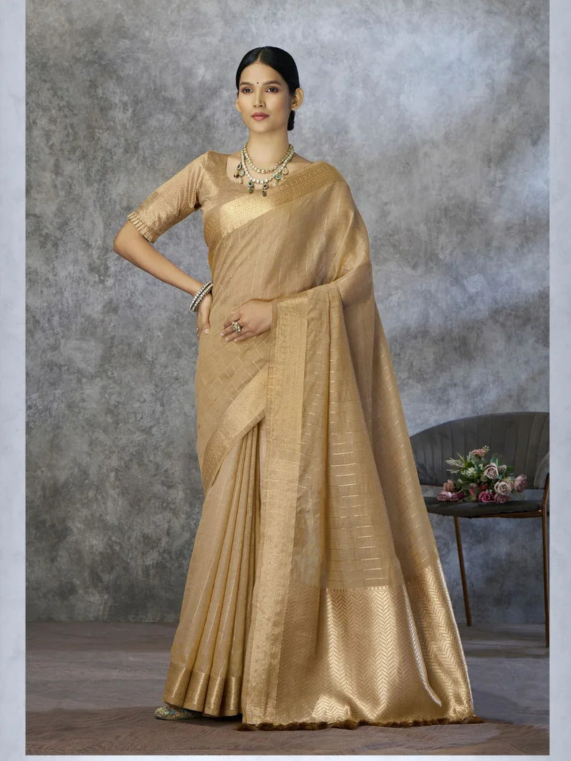 Tissue Silk with Zari Border - EZBER