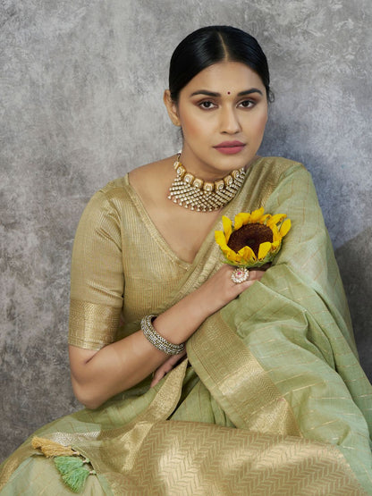 Tissue Silk with Zari Border