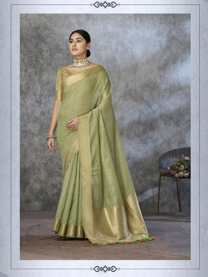 Tissue Silk with Zari Border