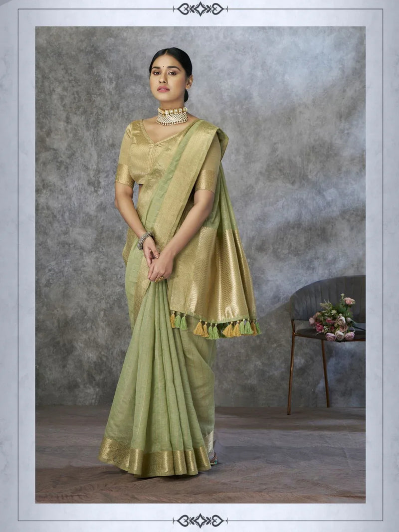 Tissue Silk with Zari Border - EZBER