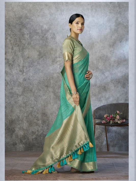 Tissue Silk with Zari Border - EZBER