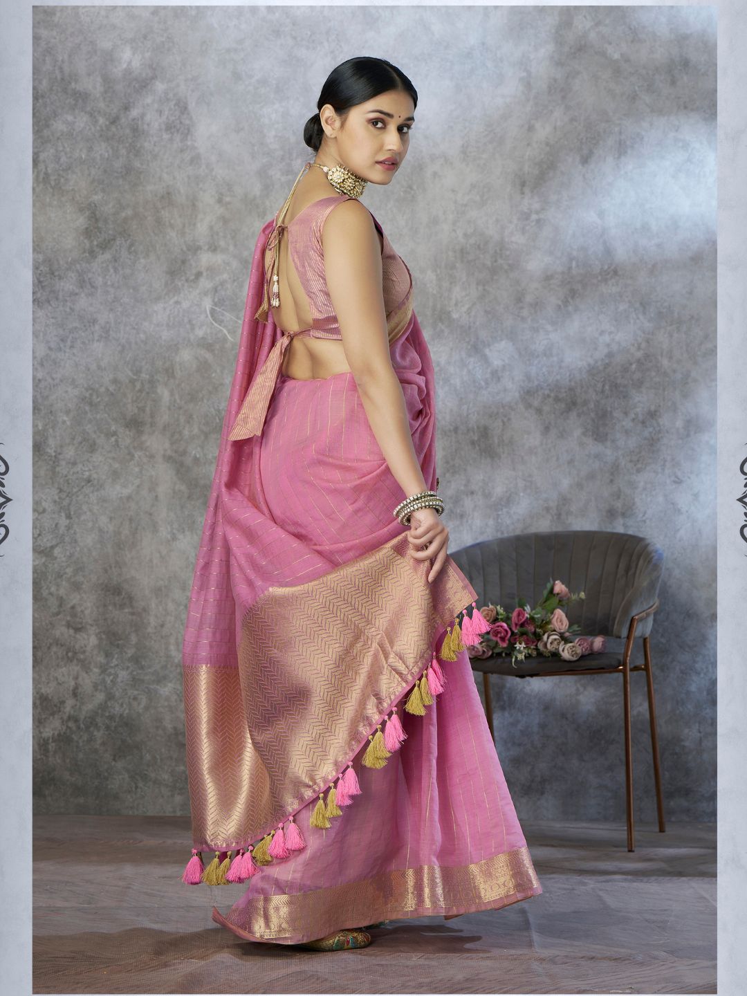 Tissue Silk with Zari Border