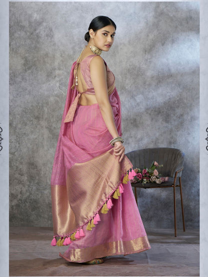 Tissue Silk with Zari Border