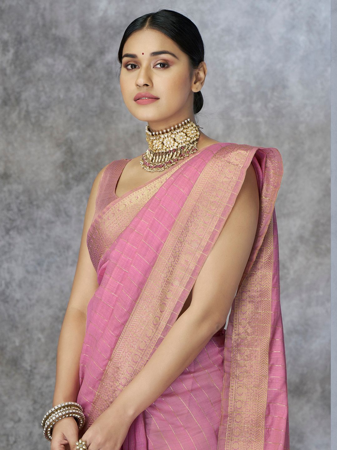 Tissue Silk with Zari Border