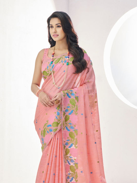 Soft Linen With Big Jaquard Pallu Handloom Saree