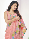 Soft Linen With Big Jaquard Pallu Handloom Saree - EZBER