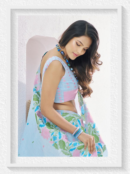 Soft Linen With Big Jaquard Pallu Handloom Saree