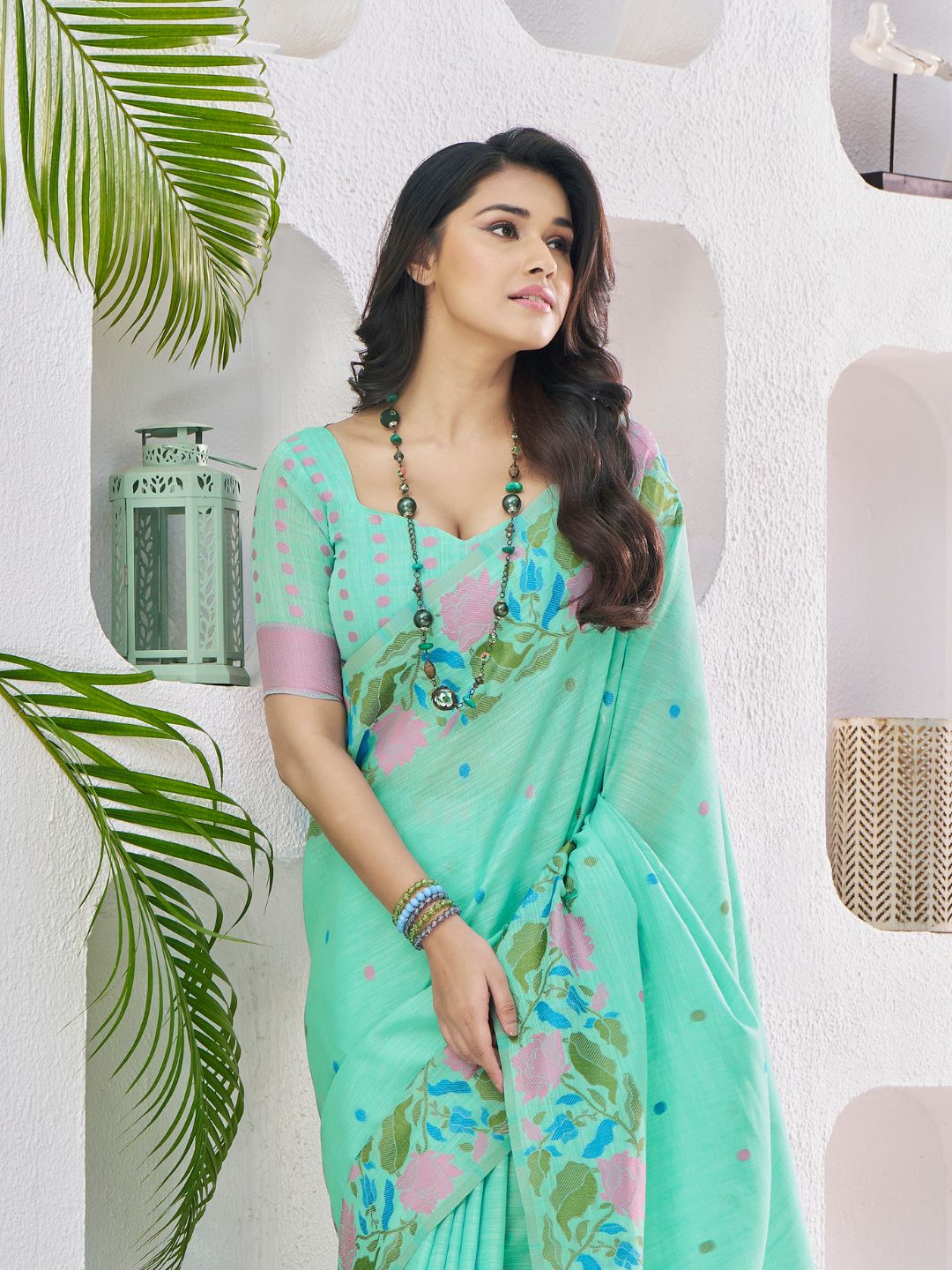 Soft Linen With Big Jaquard Pallu Handloom Saree