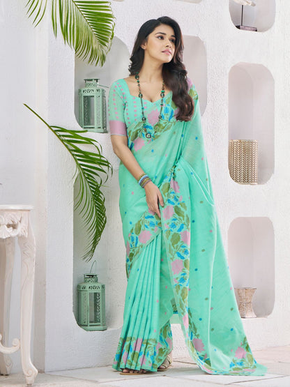 Soft Linen With Big Jaquard Pallu Handloom Saree