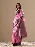 Pink Cotton Festive Wear Saree With Blouse Piece - EZBER