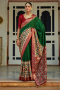 Green And Red Patola Saree - EZBER