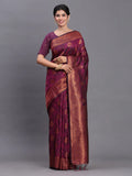 Purple Silk Saree With Blouse Piece - EZBER
