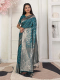 Rama Lichi Silk Saree With Blouse Piece - EZBER