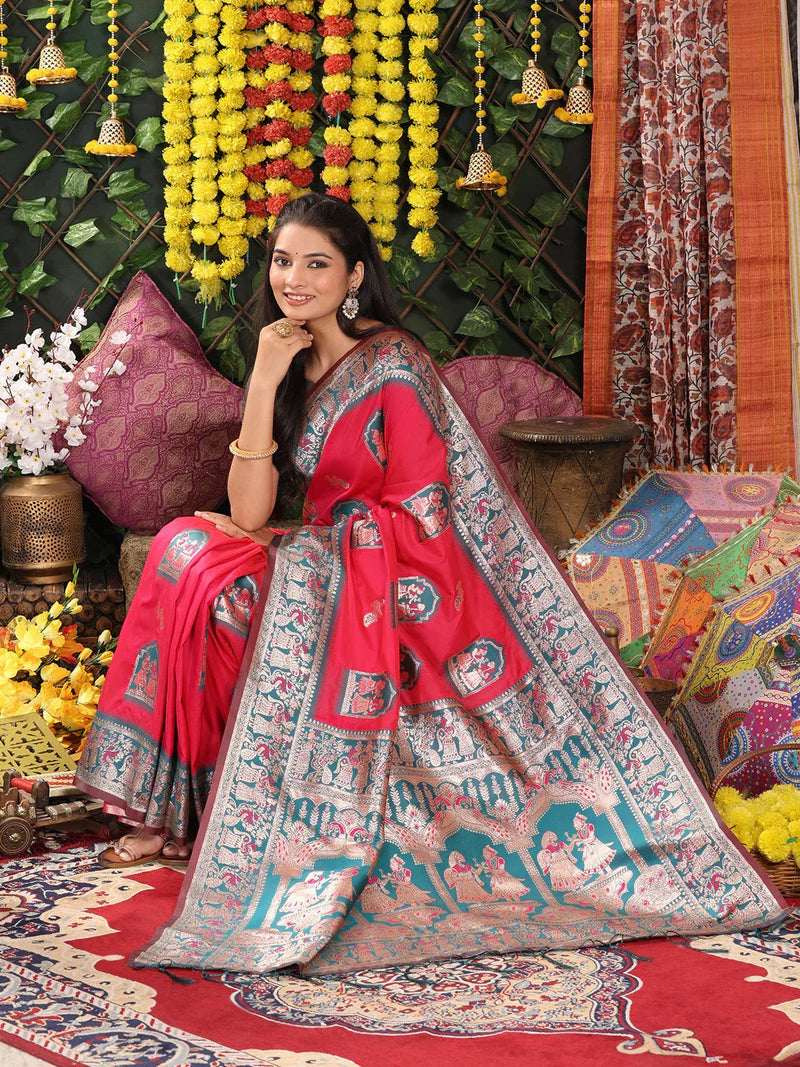 Pink Silk Saree With Blouse Piece - EZBER